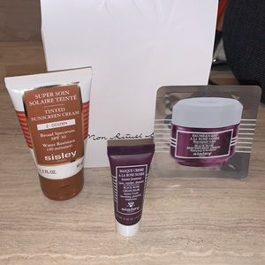 Sisley tinted sunscreen cream 2 golden, black rose cream mask and skin cream